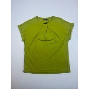 Yest Boutique Spring Lime Green Preppy Resort Neck Cuffed Short Sleeve Top 4 NWT